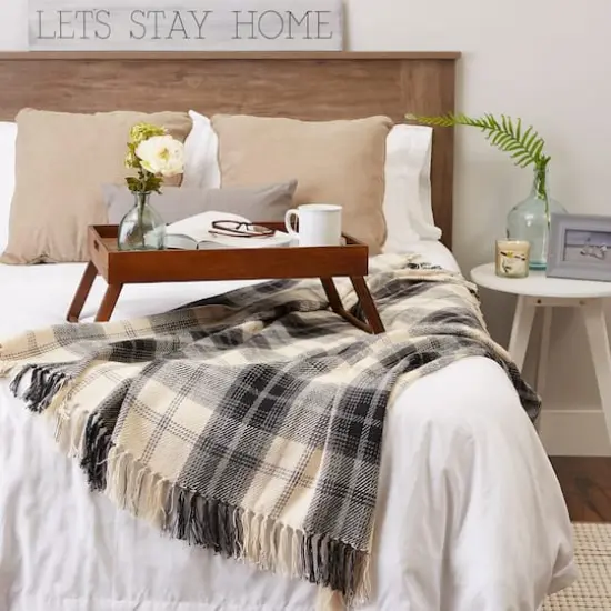 DII&reg; Black & Cream Farmhouse Woven Throw {5}