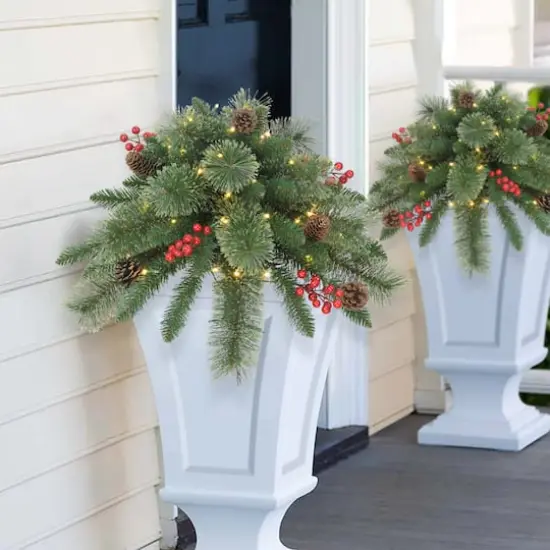 18" Pre-Lit LED Cashmere Branch Urn Filler {4}