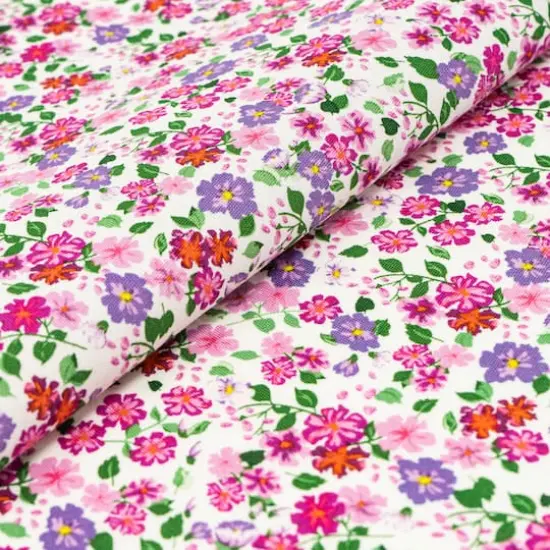 SINGER Packed Pink Flowers Cotton Fabric {3}
