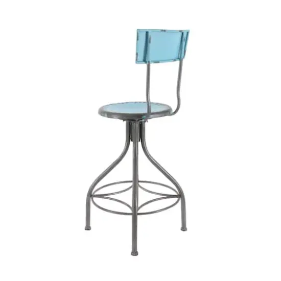 41" Metal Vintage Bar Chair Aqua {4}