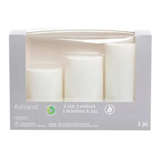 White 3-Pack LED Pillar Candles by Ashland&reg; {7}