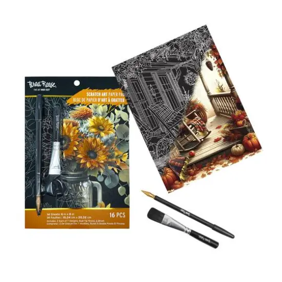 Brea Reese&trade; 6" x 8" Fall Florals Season Scratch Art Paper Pad {4}