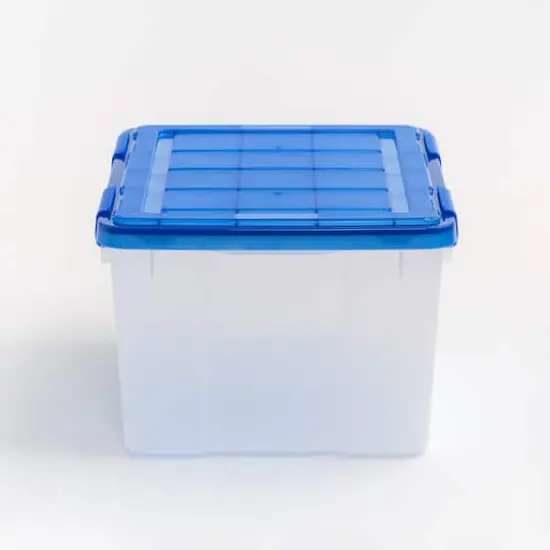 IRIS&reg; WeatherPro&trade; 44qt. Clear Heavy Duty Plastic Storage Bins with Blue Lids, 4ct. {9}