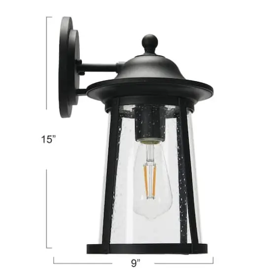 Hello Honey&reg; Robert Stevenson Lighting Portside Matte Black Metal & Seedy Glass Outdoor Light {5}