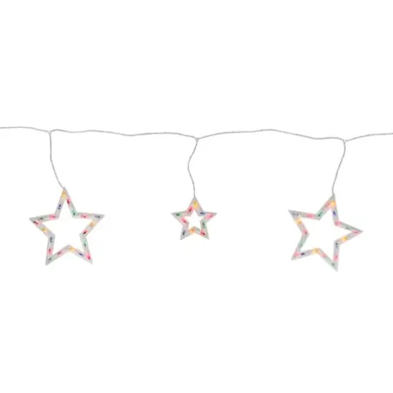 100ct. Multicolor Star Shaped Mini Icicle Lights with White Wire {1}