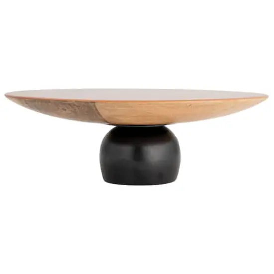 Hello Honey&reg; 9.75" Brown & Black Enameled Mango Wood Kitchen Pedestal {9}