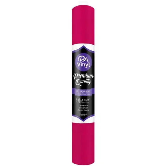 PA Vinyl Flocked Iron On Transfer Film Magenta {1}
