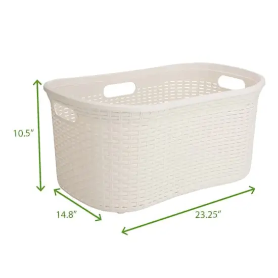 Mind Reader Ivory Laundry Basket with Cutout Handles {3}
