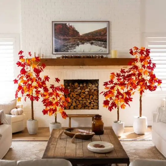 4ft. Pre-Lit Autumn Weeping Maple Artificial Fall Tree with 180 Warm White LED Lights {11}