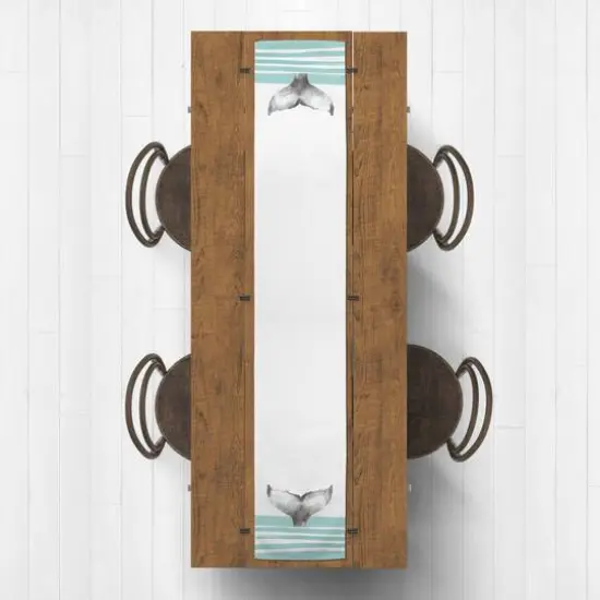 Whale Tale With Stripes Indoor/Outdoor Table Runner Blue {3}