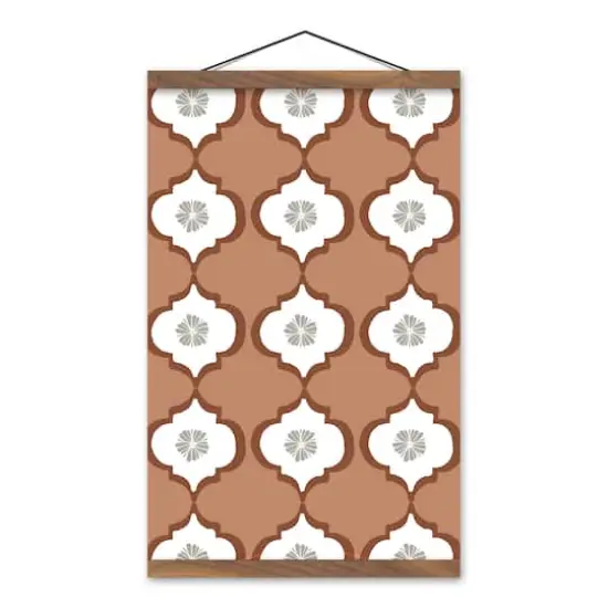 Floral Tile 12" x 18" Teak Hanging Canvas {1}