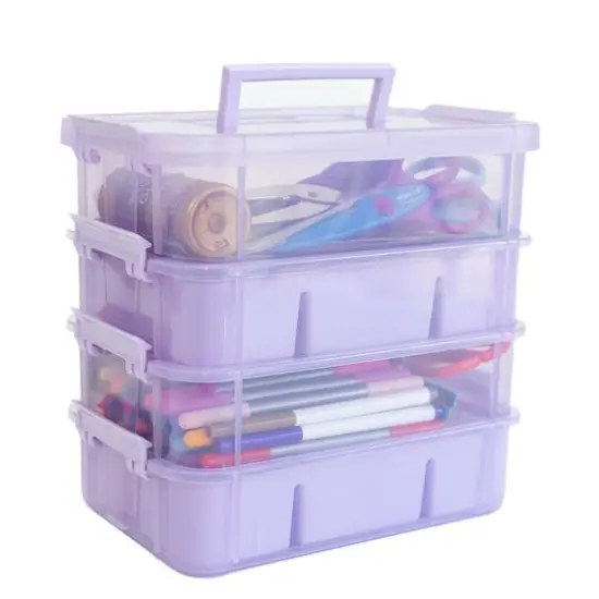 Everything Mary Four Tray Plastic Storage Organizer Purple {7}