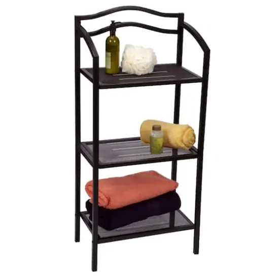 Household Essentials 3-Tier Metal Bathroom Storage Shelf Brown {4}