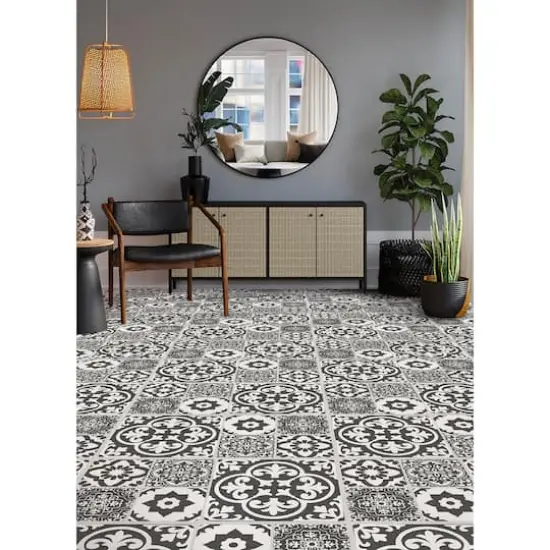 FloorPops Valencia Peel & Stick Floor Tiles, 6ct. Charcoal {6}