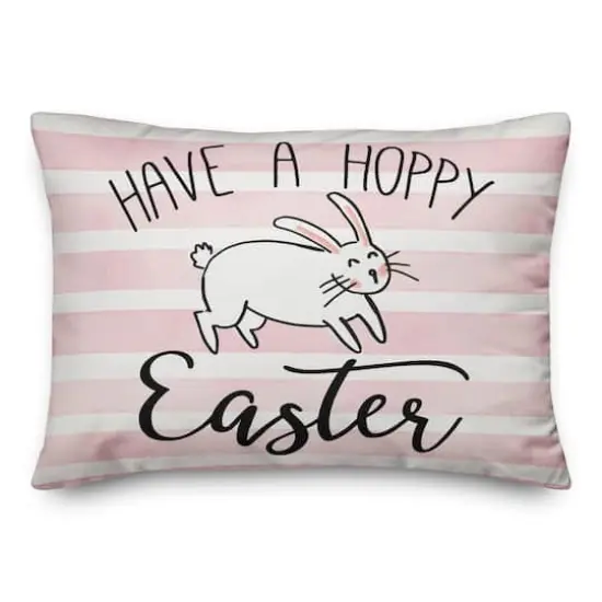 Have a Hoppy Easter Happy Bunny Throw Pillow {1}