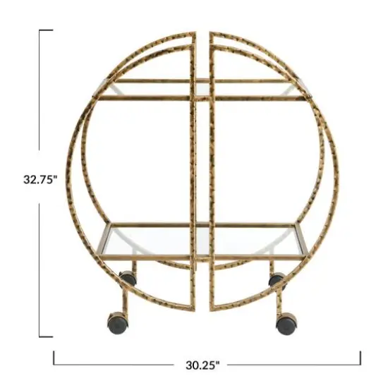 Hello Honey&reg; Modern Hammered Brass Round Bar Cart {8}