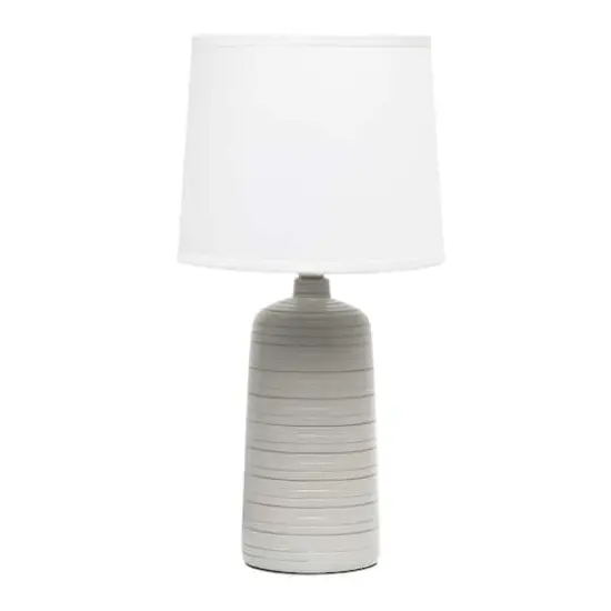 Simple Designs 16" Textured Linear Ceramic Table Lamp Taupe {1}