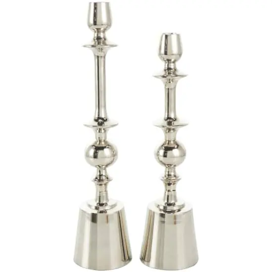 Silver Aluminum Candle Holder Set {1}