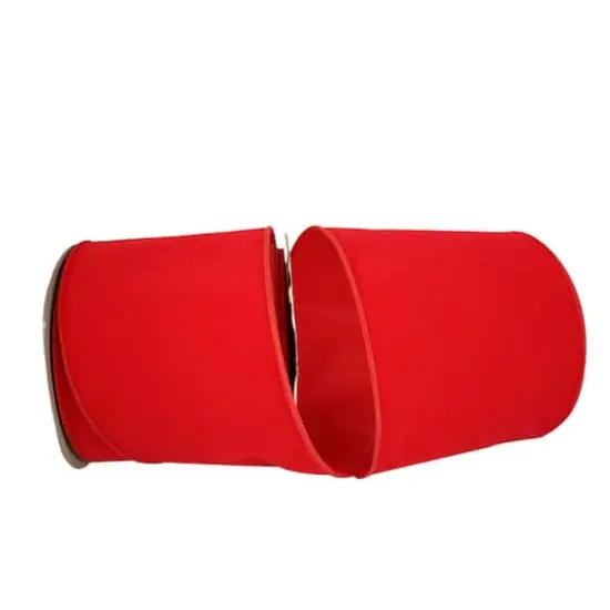 JAM Paper 6" x 25yd. Velvet Wired Heavy Commercial Ribbon Hot Red {1}