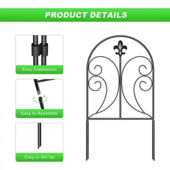 NEX 10ft. Black Decorative Butterfly Garden Fence {6}