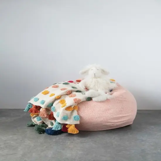 Hello Honey&reg; Woven Cotton Throw with Tufted Dots and Tassels {5}