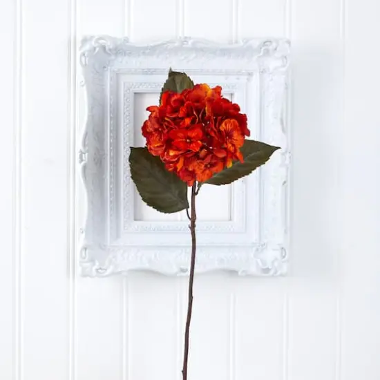 32'' Hydrangea Artificial Flower Stem, 6ct. Orange {4}
