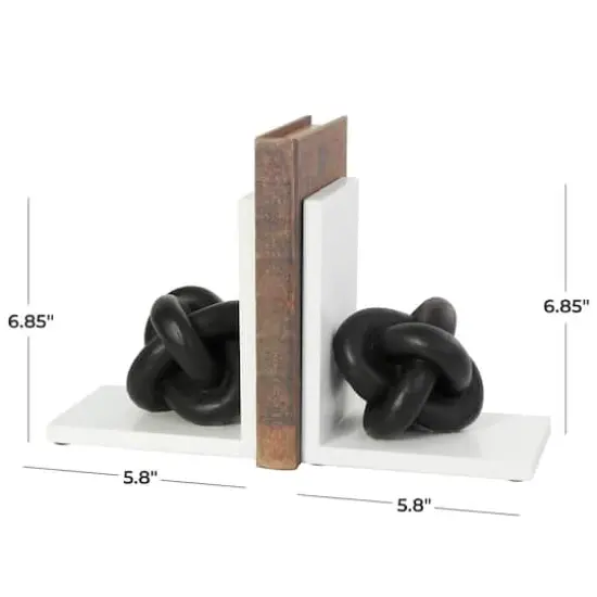 7" Black MDF Knot Bookends with White Stands Set {4}