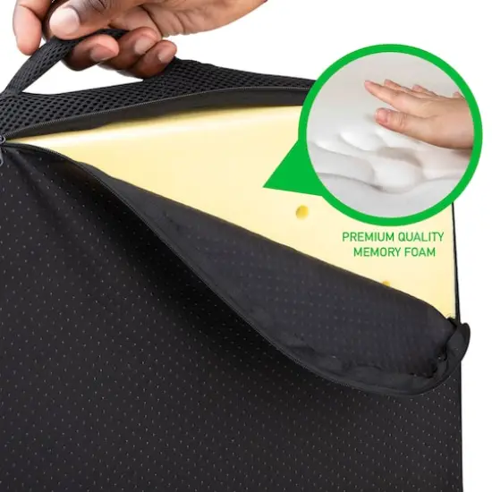 Mind Reader 18" Black Anti-Slip Seat Cushion with Carry Handle {5}