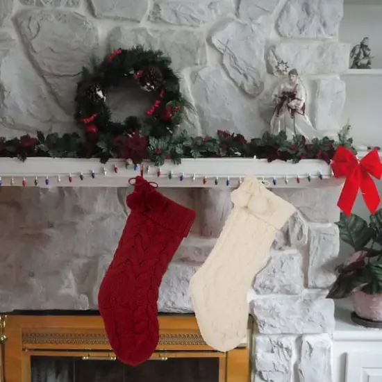 Glitzhome&reg; 24"Knitted Christmas Stockings with Pom Pom Balls, 2ct. {5}
