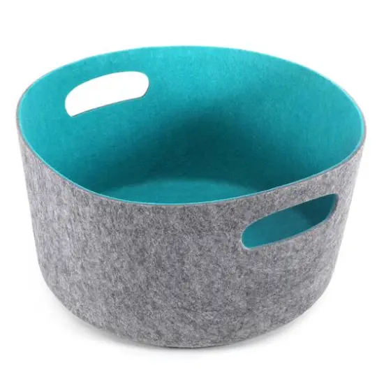 Welaxy 15" Felt Round Basket Gray {2}