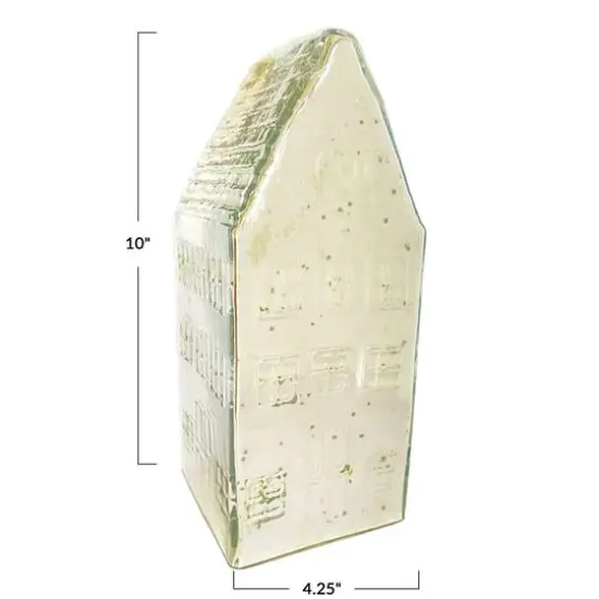 Hello Honey&reg; 10" Silver Tall Mercury Glass House Decoration {5}