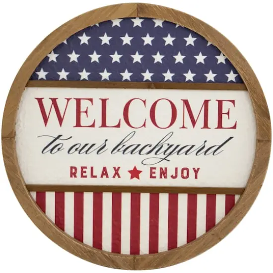 11.75" Welcome to Our Backyard Americana Framed Wall Sign {1}