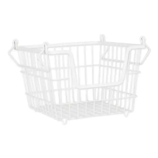 DII&reg; Medium Square Metal Basket White {7}