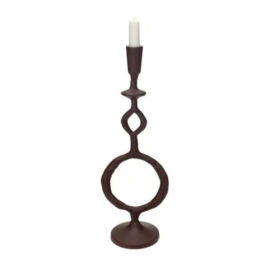 Hello Honey&reg; 15" Brown Decorative Cast Metal Taper Candle Holder {10}