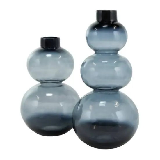 Black Ombre Bubble Glass Vase Set {3}