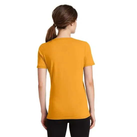Port & Company&reg; Colors Ladies Performance Blend V-Neck T-Shirt Gold {6}