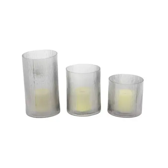 Set of 3 Clear Glass Traditional Candle Holder, 5", 7", 9" {1}