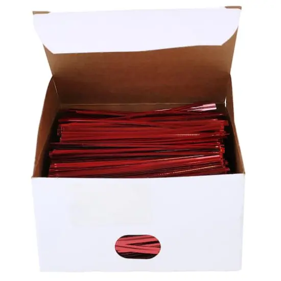 JAM Paper Home D&eacute;cor Trimmings 4" Metallic Twist Ties, 2,000ct. Red {1}