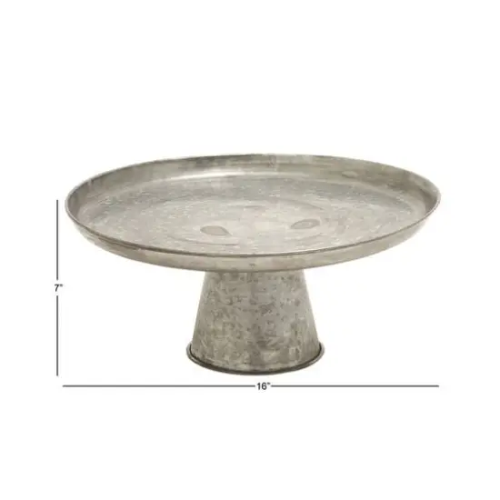 16" Gray Metal Galvanized Cake Stand {7}