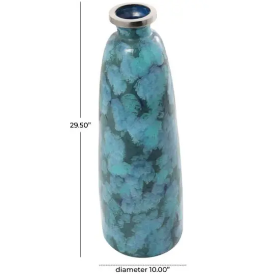 30" Teal Glass Handmade Vase {7}