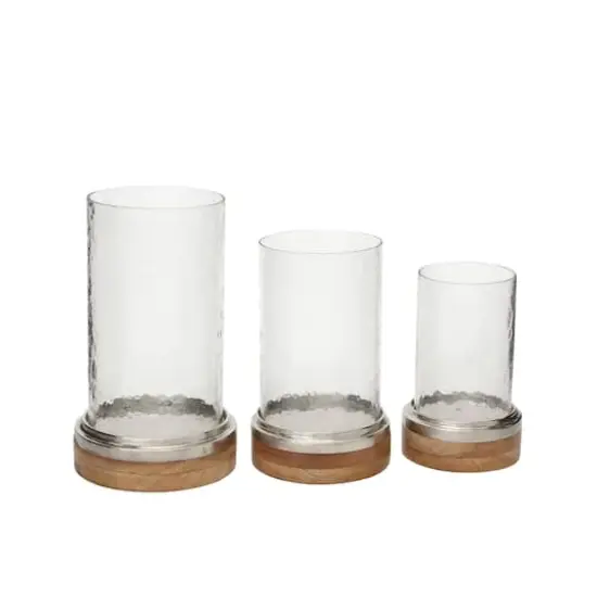 Clear Aluminum Traditional Hurricane Lamp Set {3}