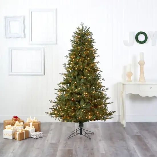 6.5ft. Pre-Lit New Hampshire Spruce Artificial Christmas Tree, Warm White LED Lights {6}