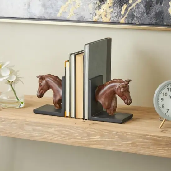 6" Copper Horse Head Bookends with Black Stands, 2ct. {3}