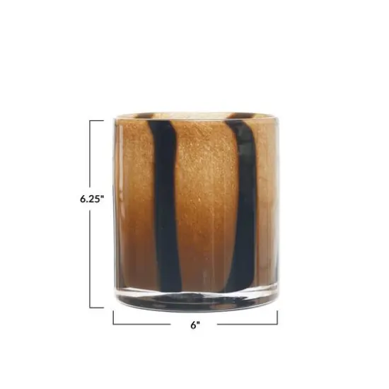 Hello Honey&reg; 6" Striped Votive Candle Holder Brown {5}