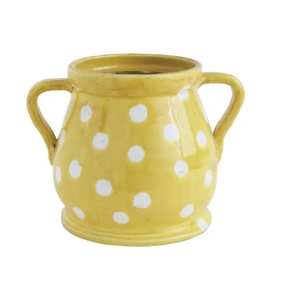 Hello Honey&reg; 8" Yellow & White Terra Cotta Planter {1}