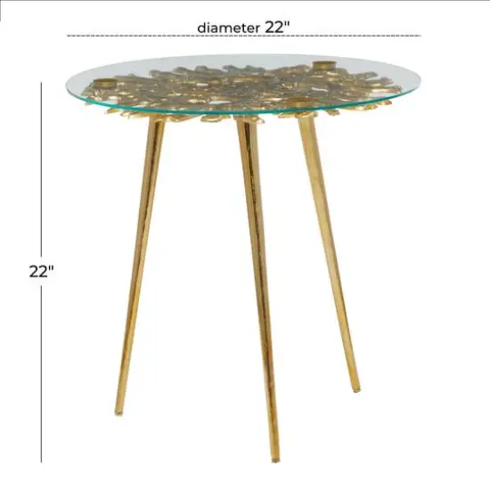 Gold Aluminum Modern Accent Table, 22" x 22" x 22" {11}