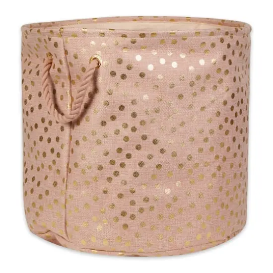 DII&reg; 15" Round Dots Fabric Bin Millennial Pink {1}
