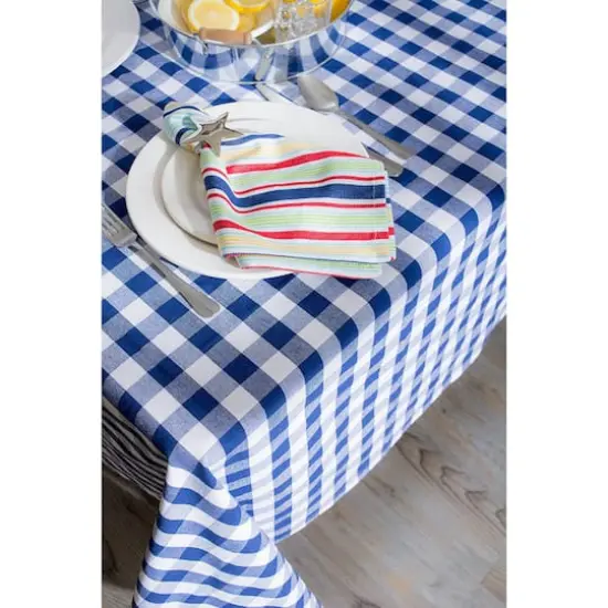 Navy/White Checkers Tablecloth 60" x 84" {4}
