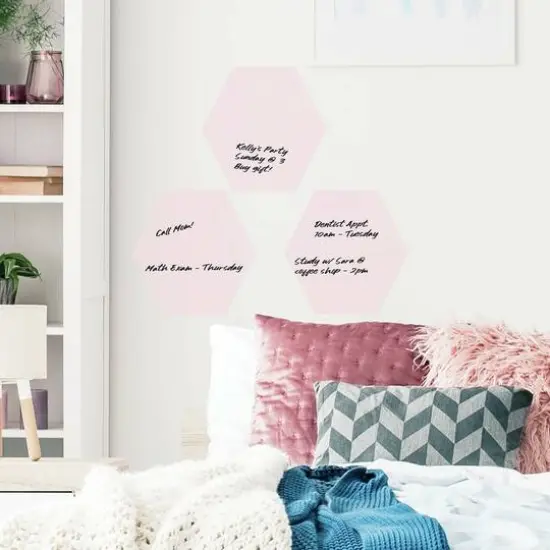 RoomMates Blush Beauty Dry Erase Hexagon Peel & Stick Decals {4}