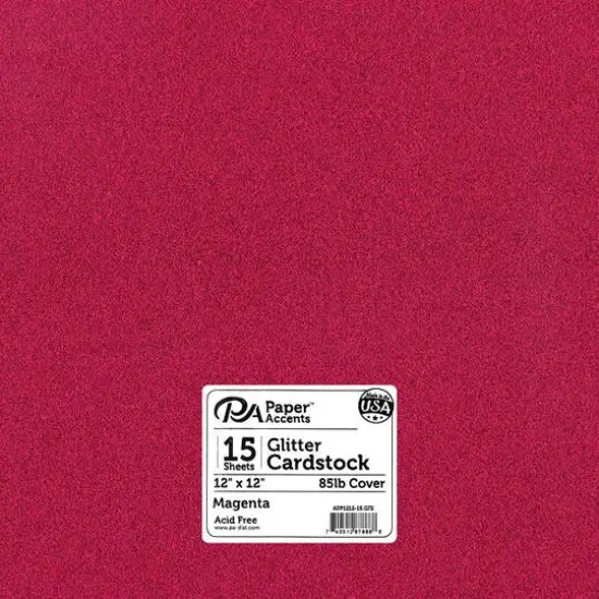 PA Paper™ Accents Glitter 12" x 12" Cardstock, 15 Sheets Magenta {1}